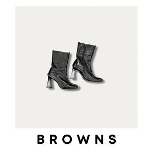 Browns iD Square Toe Bootie Clear Heel